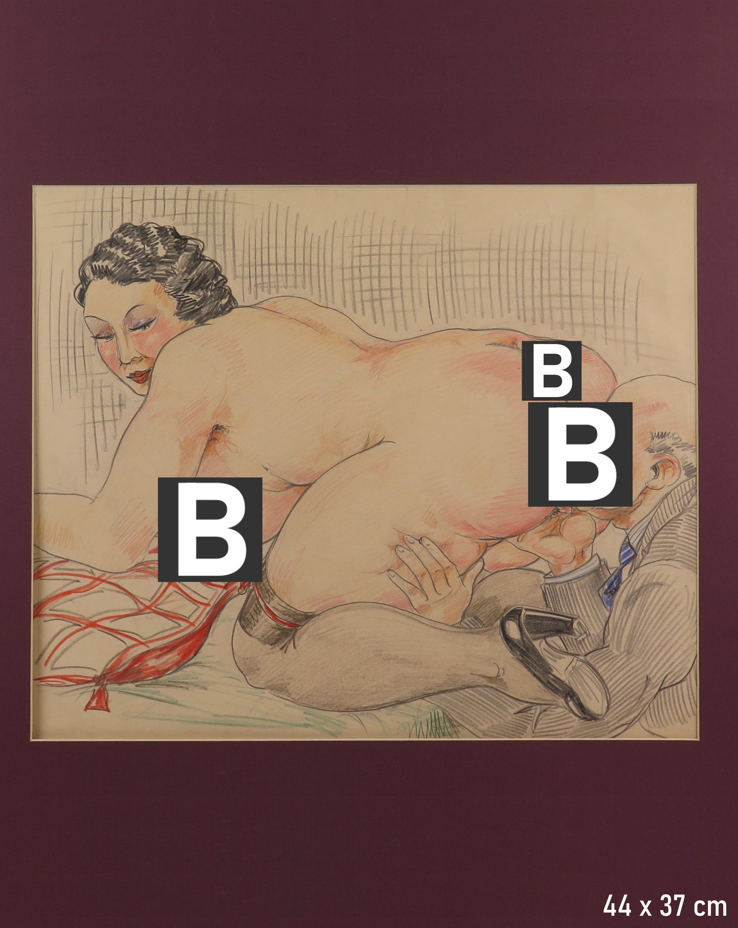 Collezione di 10 disegni erotici porno artistico vintage provenienti dalla casa chiusa di Torino Via Conte Verde nudi scene erotiche artistiche BM53.8