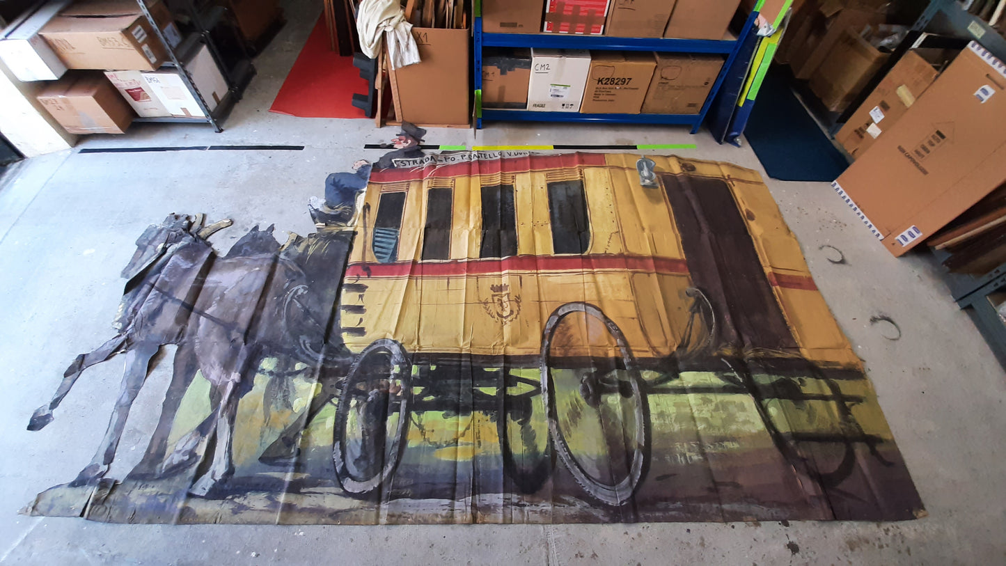 Large theatre painting early 20th century theatre scenery carriage with horses theatre backdrop stage backdrop large size ideal for wall decoration CL2.99