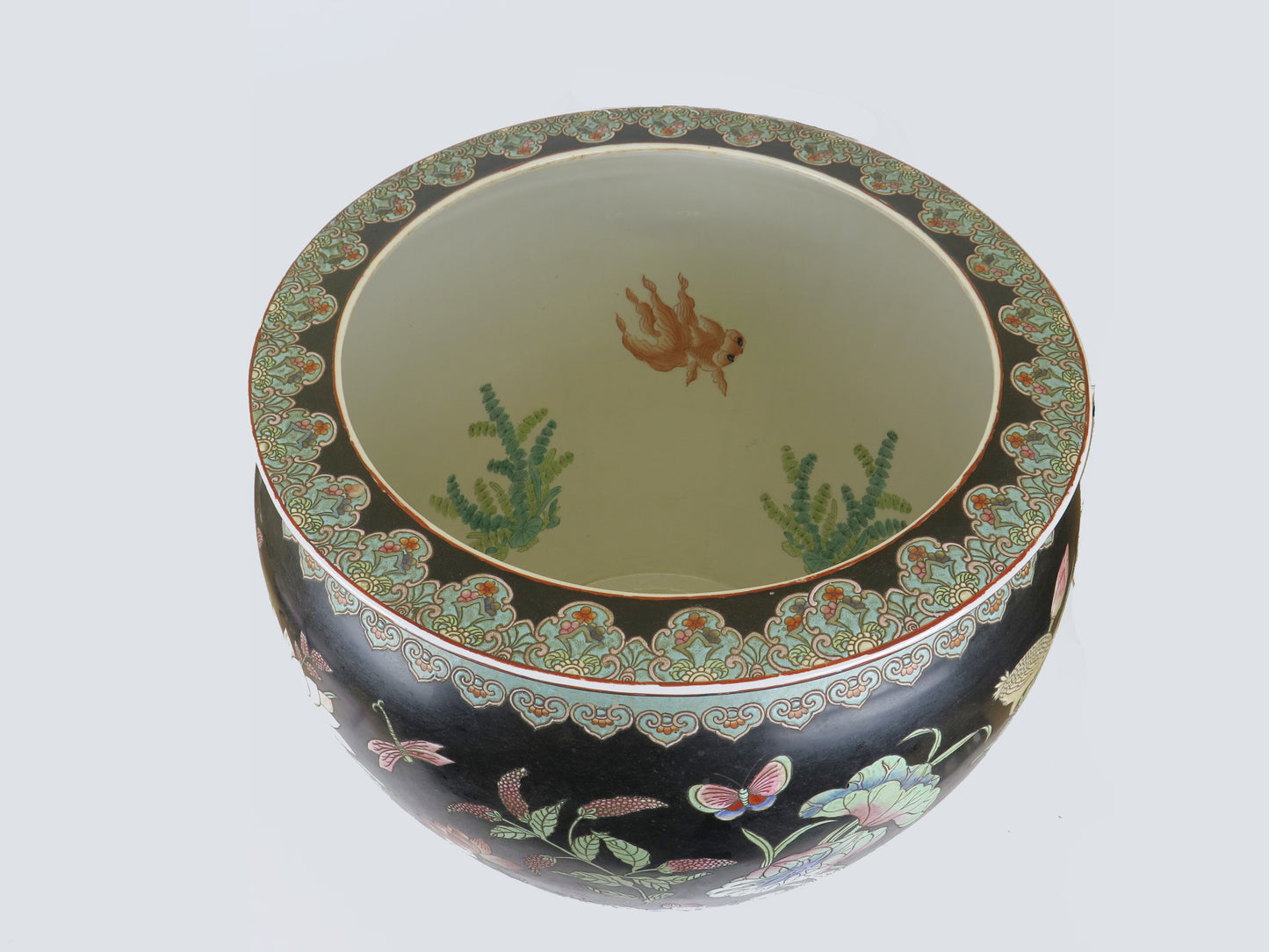 Large 20th century Chinese ceramic cachepot cachepot hand painted CM