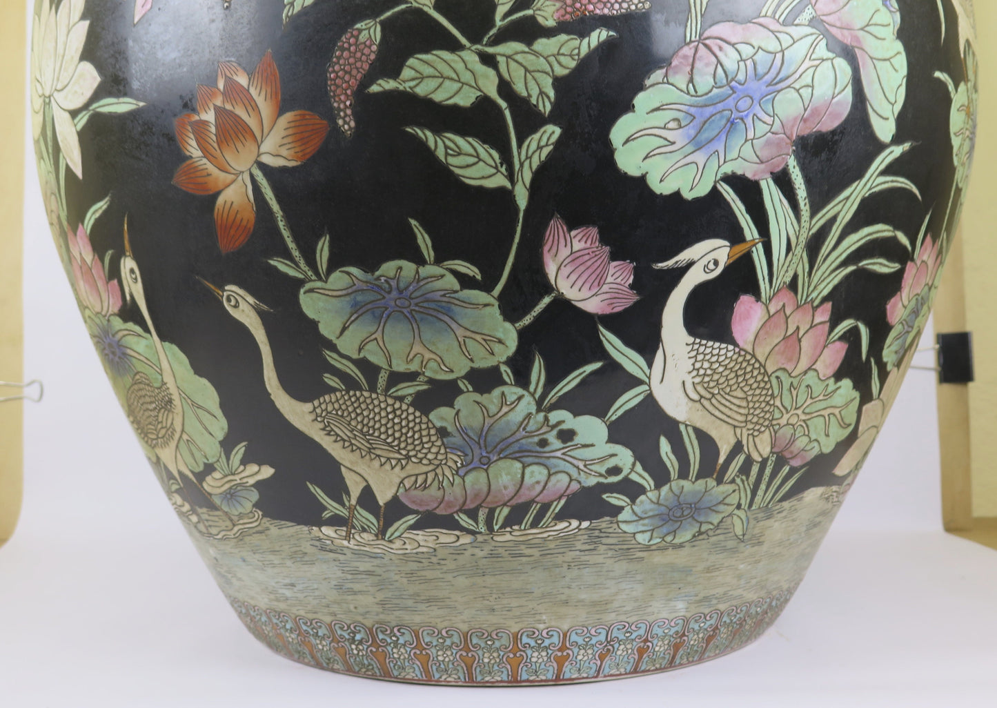 Grande vaso cachepot cache pot in ceramica cina '900 dipinto a mano CM
