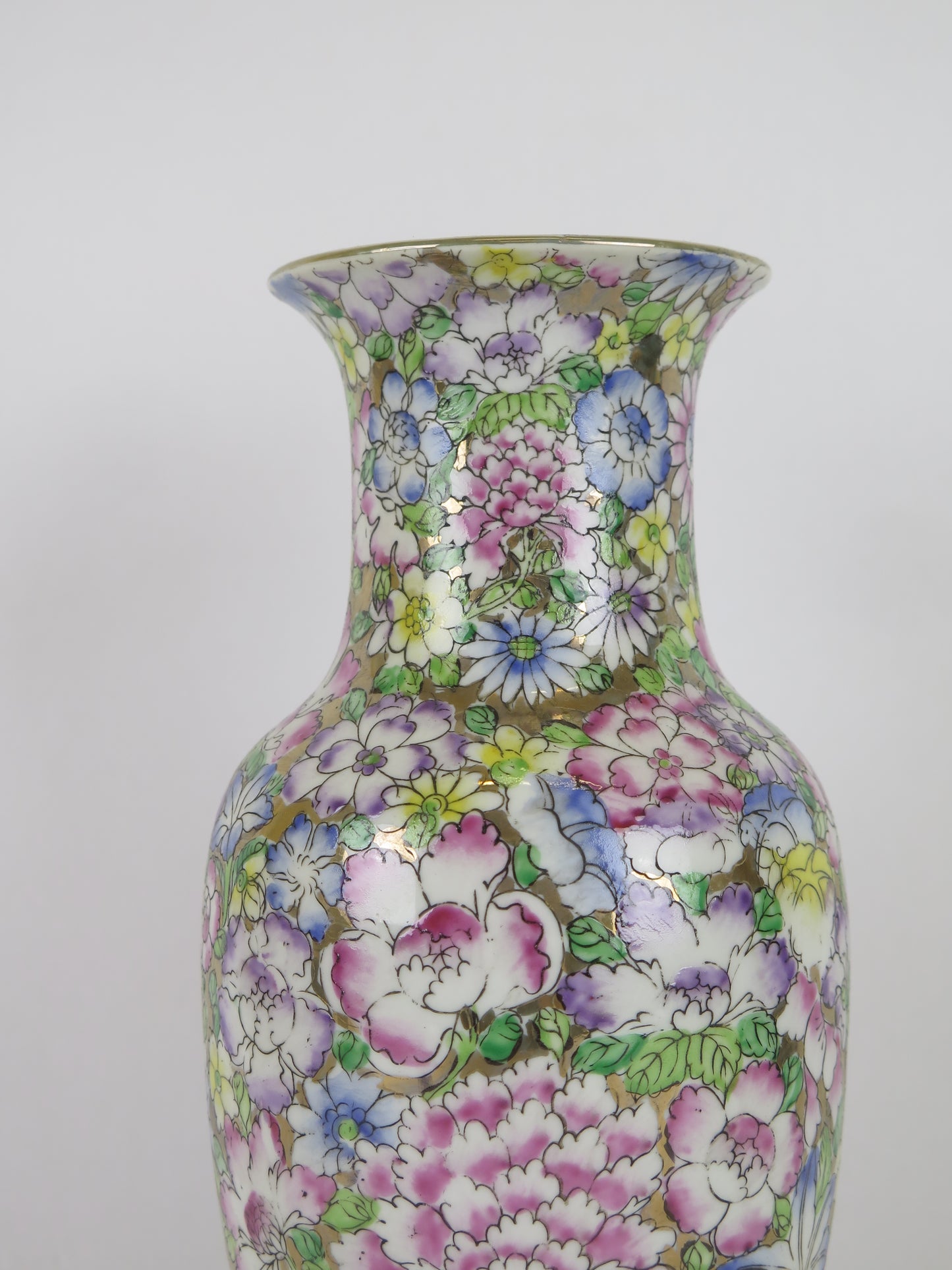 Hand painted porcelain flower vase China Asia vintage home decoration CM4 a