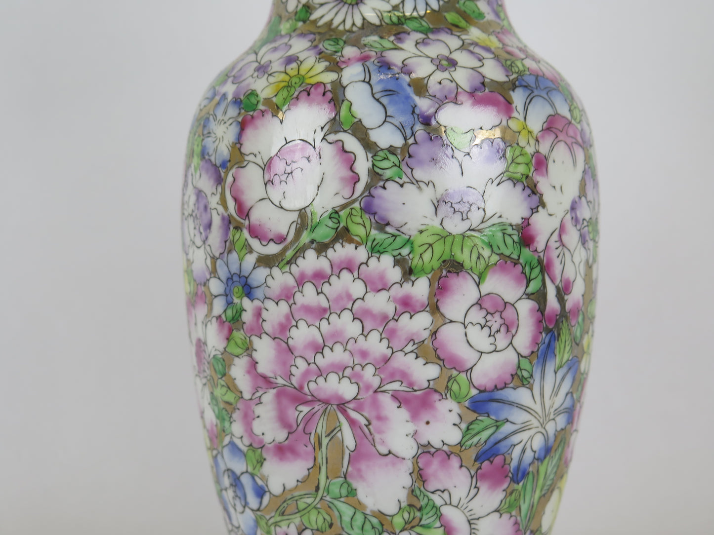 Hand painted porcelain flower vase China Asia vintage home decoration CM4 a