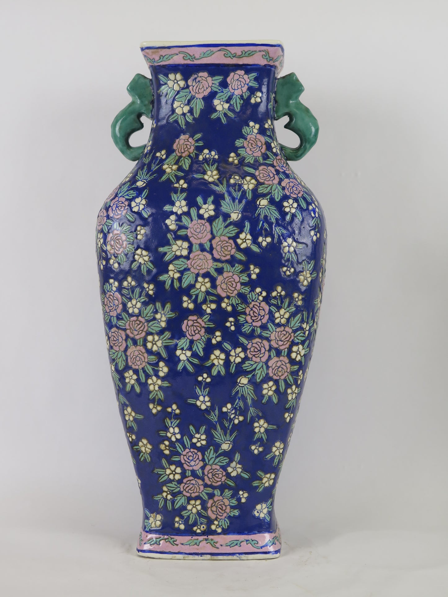 Grande vaso di ceramica vintage dipinto a mano di origine cinese Cina Asia vaso per fiori o da collezione decorazione casa CM8
