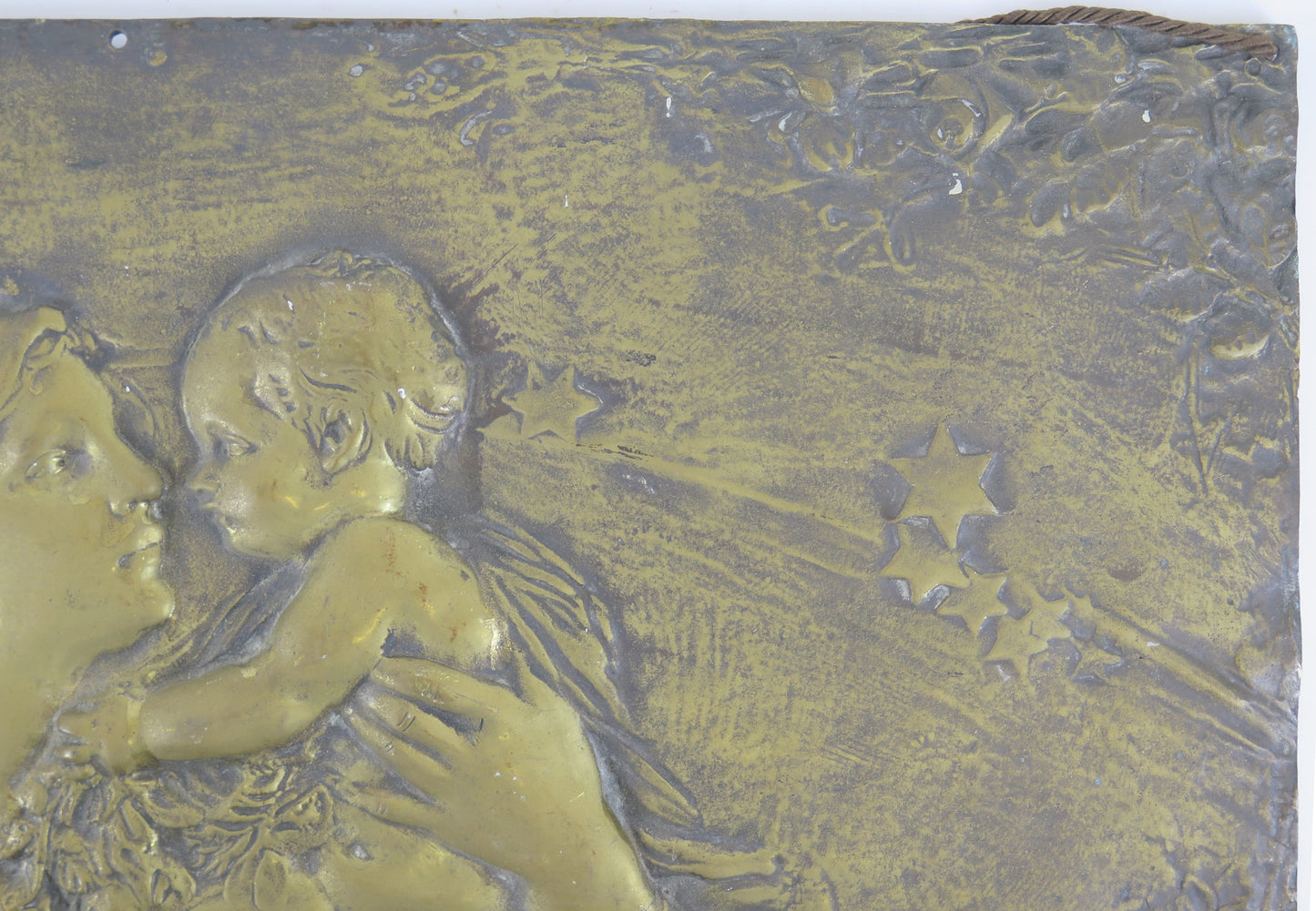 Scultura art nouveau antica bassorilievo placca stile liberty  ritratto mamma con bambino scultura di bronzo da parete X7