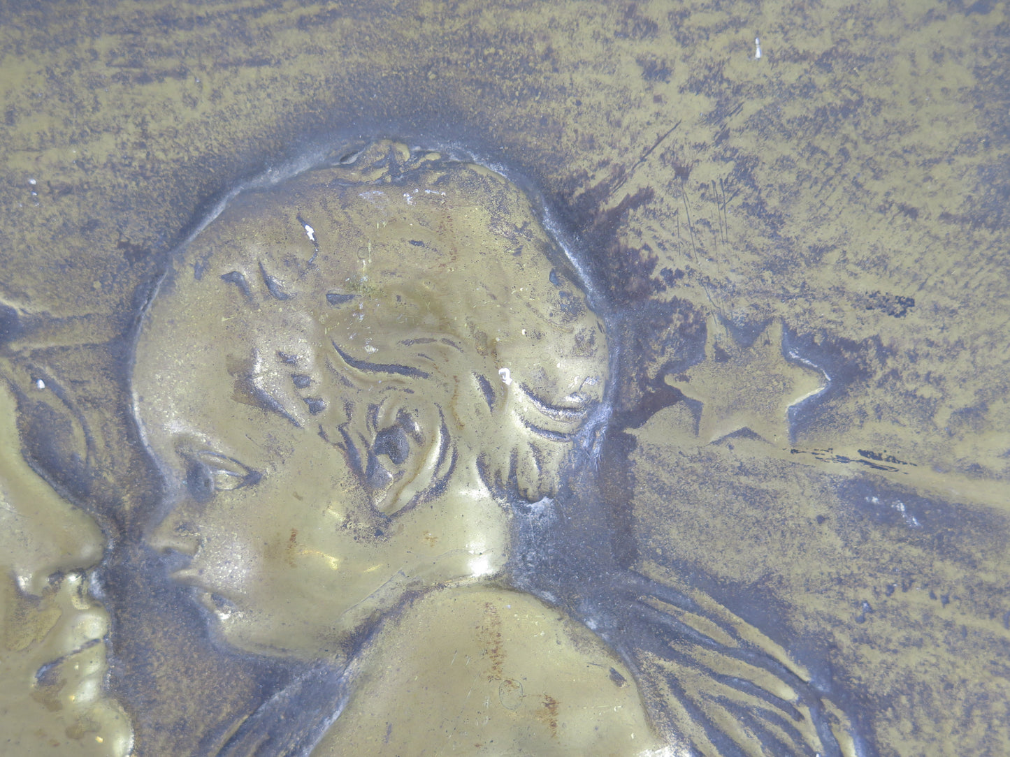 Scultura art nouveau antica bassorilievo placca stile liberty  ritratto mamma con bambino scultura di bronzo da parete X7