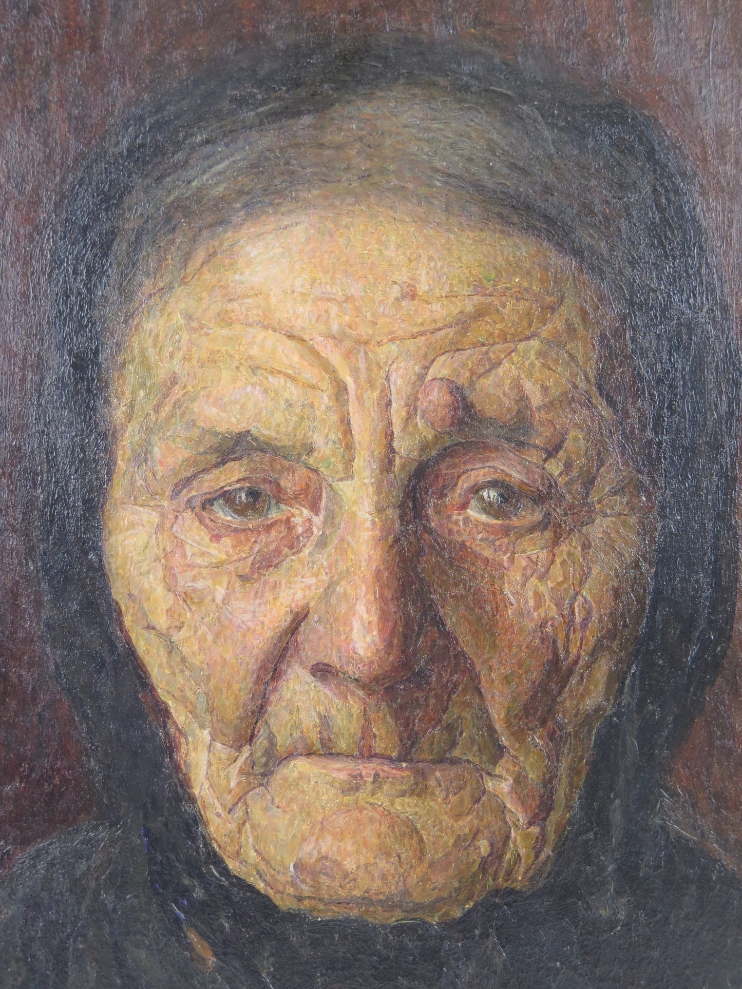 Portrait of an elderly woman, ancient painting, work of the painter Giuseppe Manzone, oil painting on canvas, signed, with contemporary frame X7