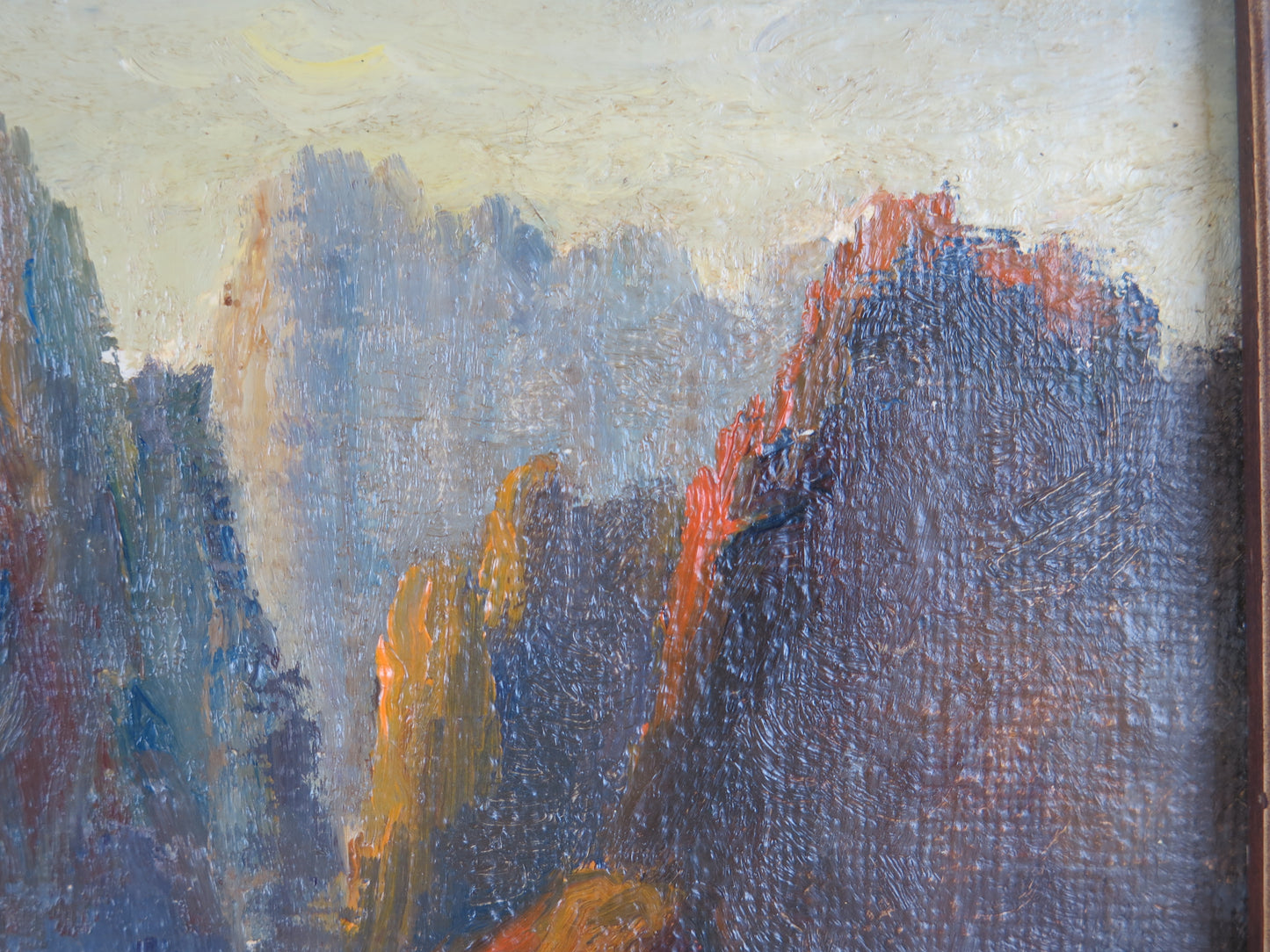Quadro antico dipinto olio su tela paesaggio maina tempesta mare firmato Van Reno R136