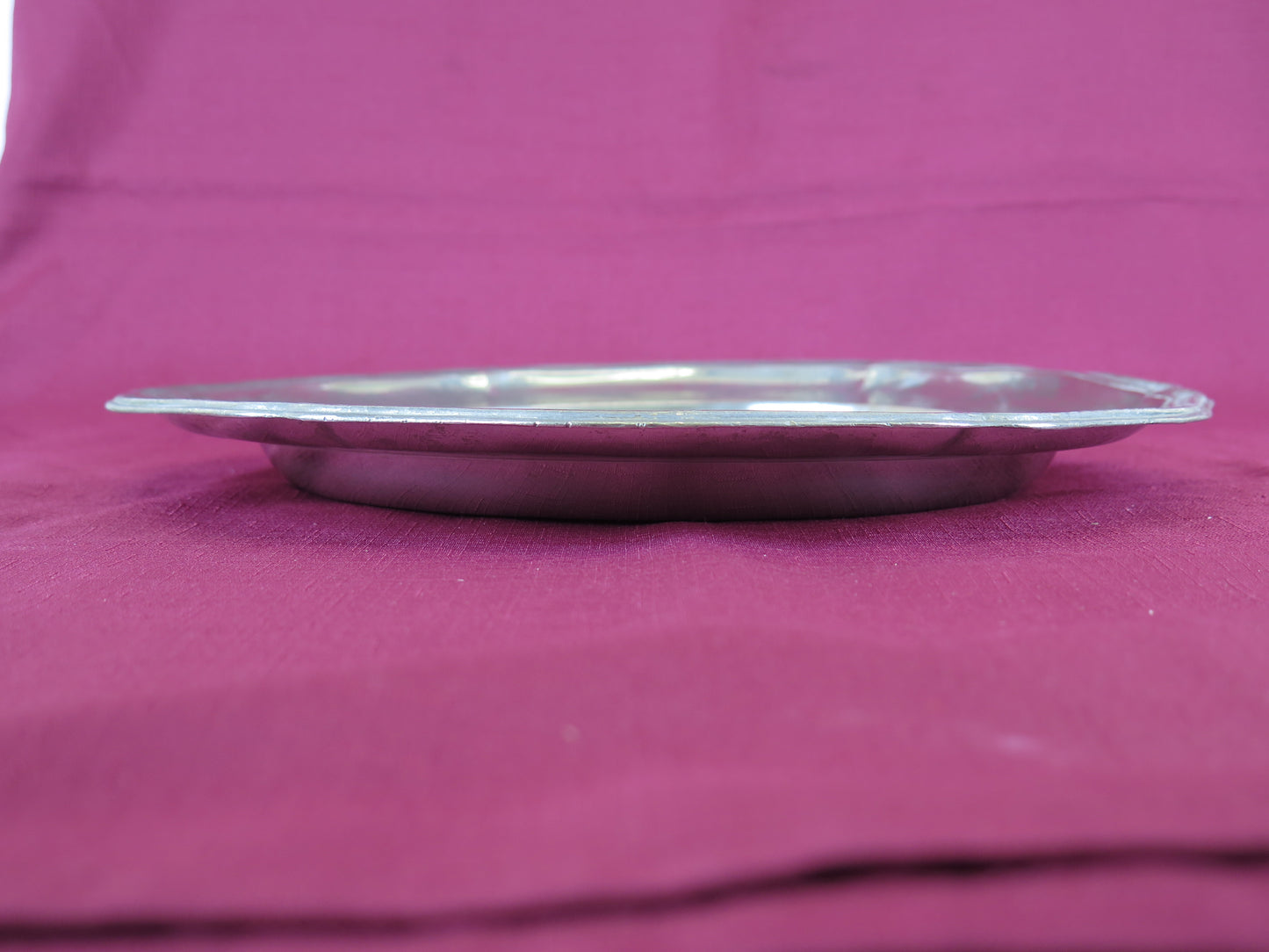 Large vintage silver metal centerpiece plate fruit bowl serving bt2