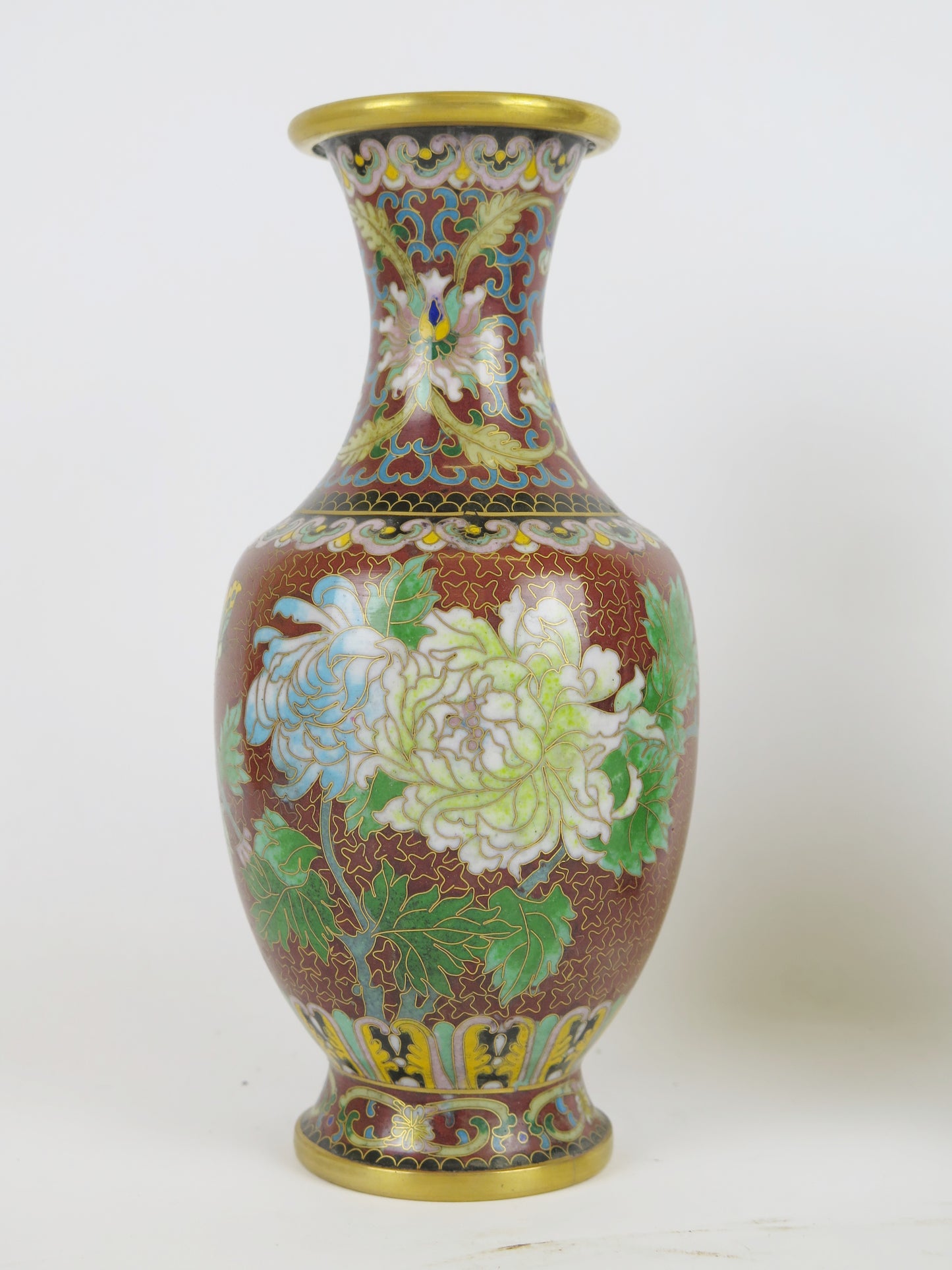 Pair of vintage cloisonné vases China Asia floral flower vase CM1