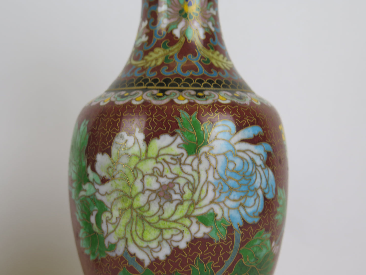 Coppia vasi cloisonnè vintage Cina Asia vaso per fiori floreale CM1