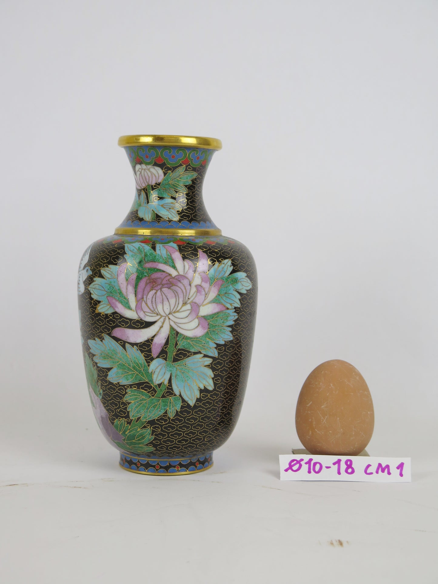 Vintage Chinese cloisonné vase China Asia floral flower vase CM1