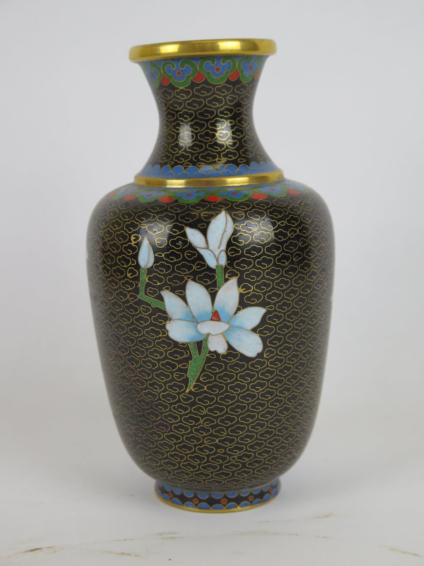 Vaso cloisonnè cinese vintage Cina Asia vaso per fiori floreale CM1