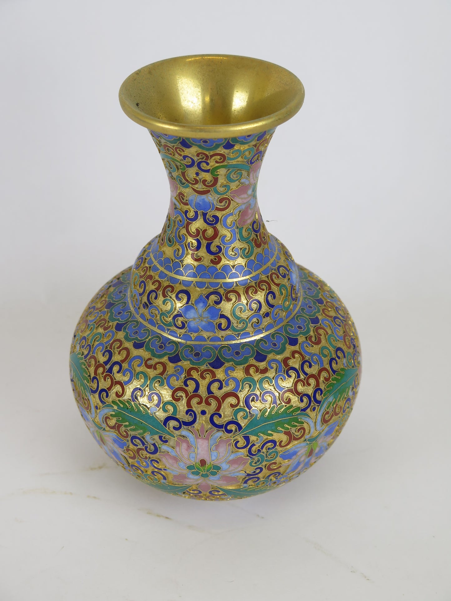 Vaso cloisonnè cinese vintage cina asia vaso multicolore raro da collezione CM1