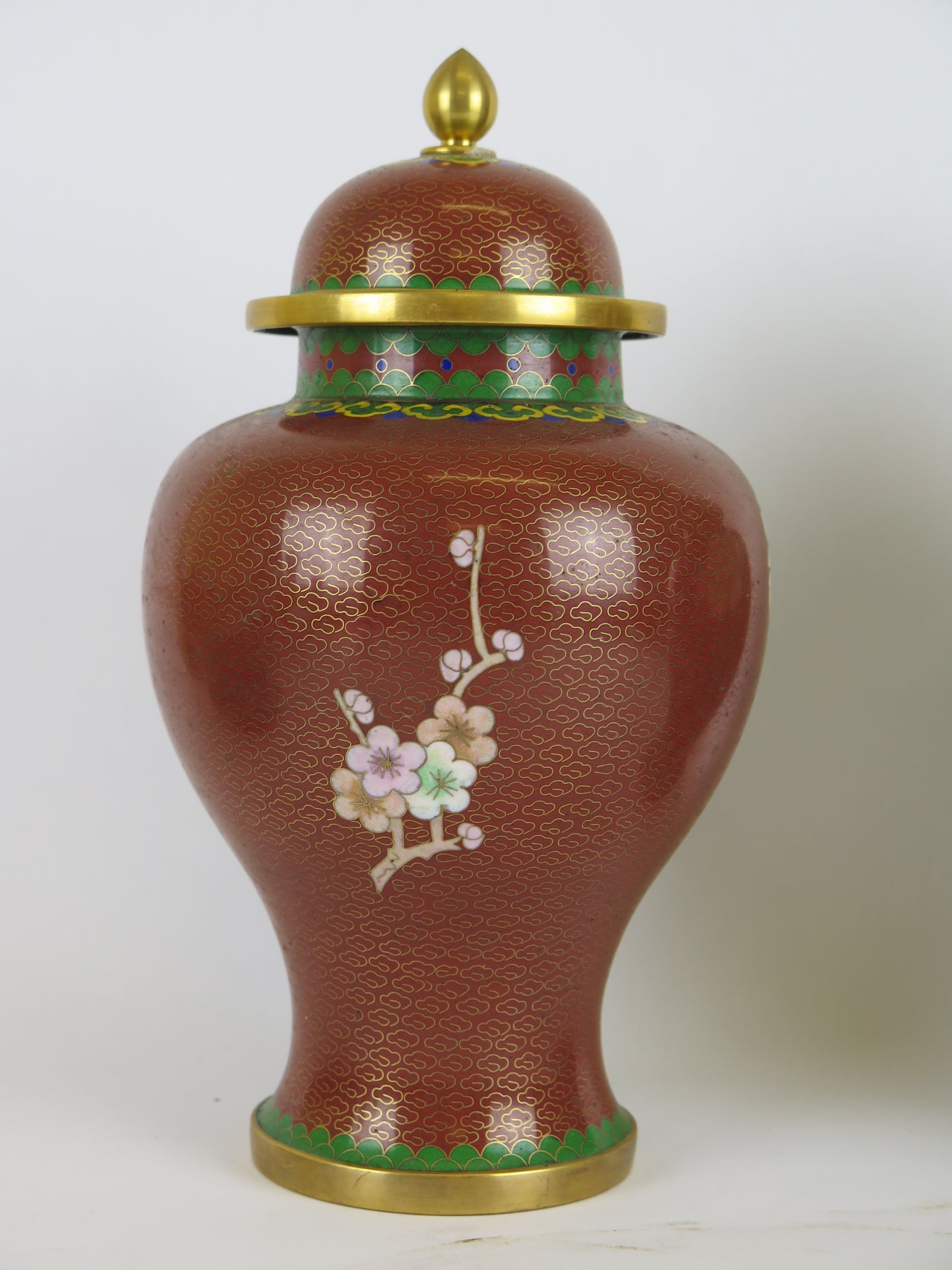 Coppia vasi potiche cloisonnè vaso vintage Cina Asia smalto fiori floreale CM1