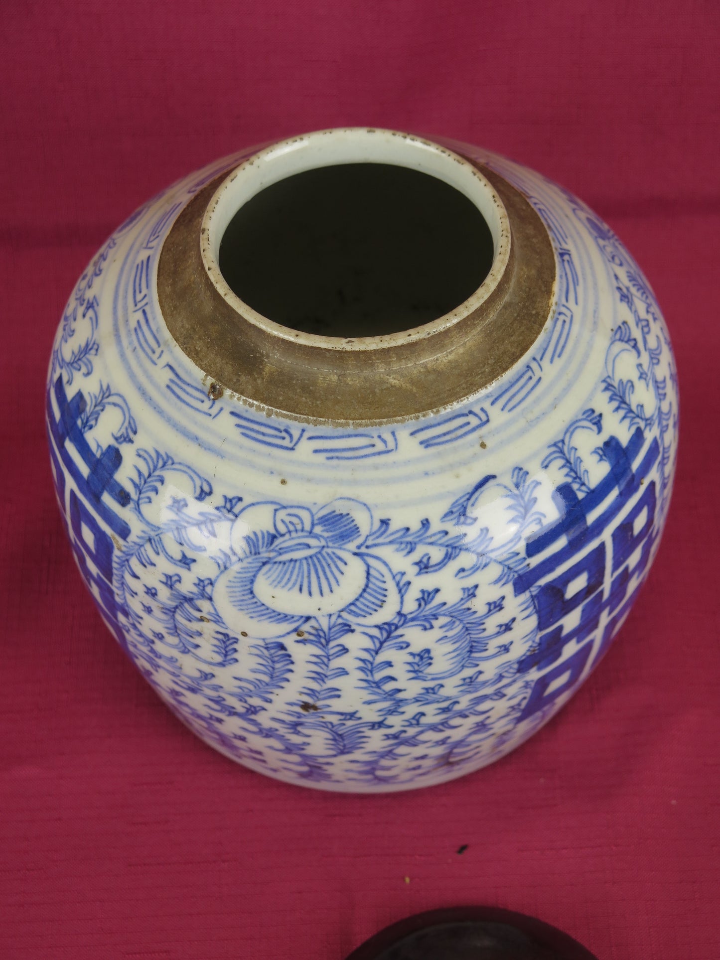 Vaso antico cina ceramica bianco blu simbolo felicita' cinese matrimonio  ceramica Cina CM2