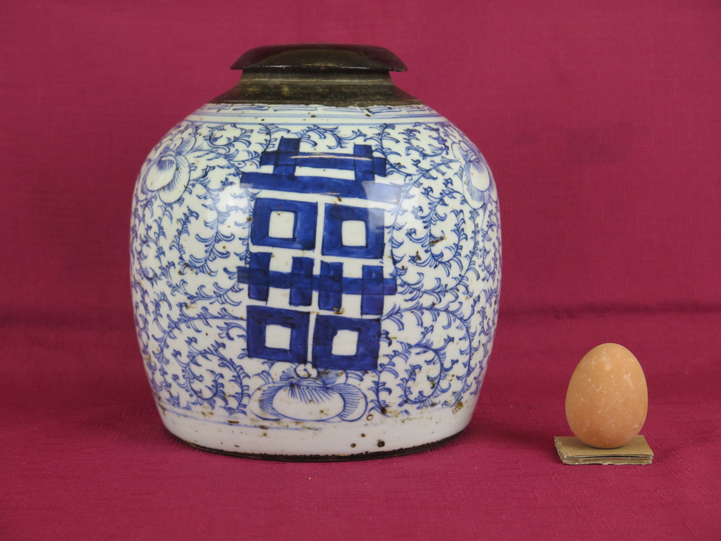 Vaso antico cina ceramica bianco blu collezione felicita' cinese matrimonio Cina CM2