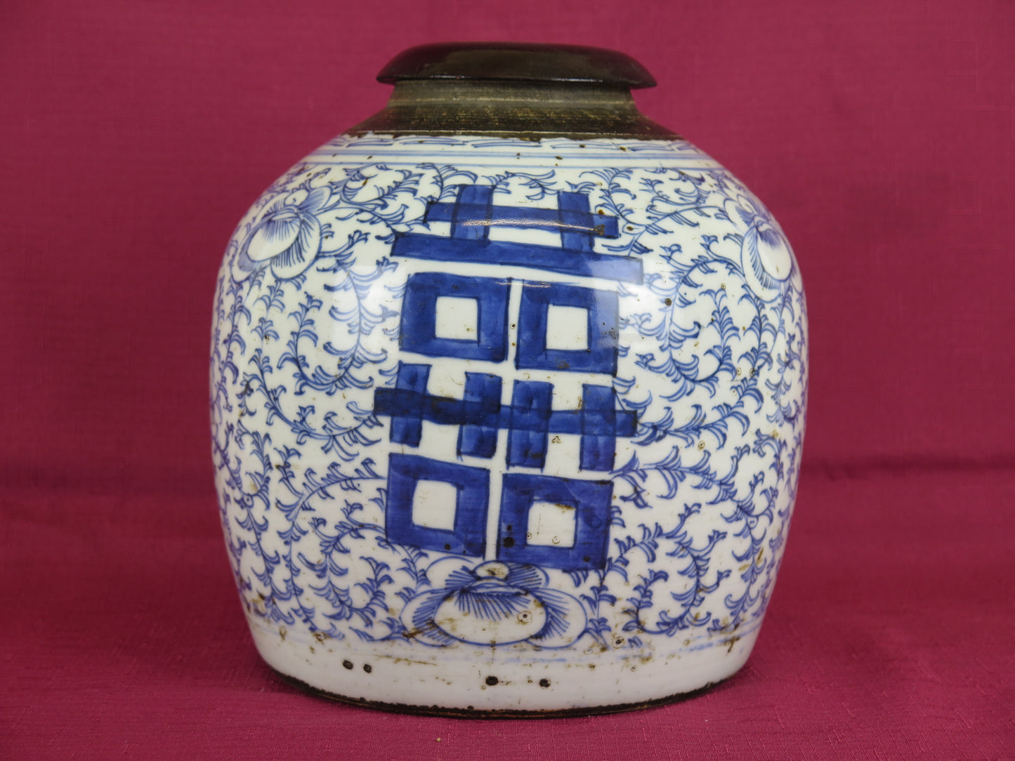 Antique blue white ceramic china vase collection of happiness Chinese wedding China CM2