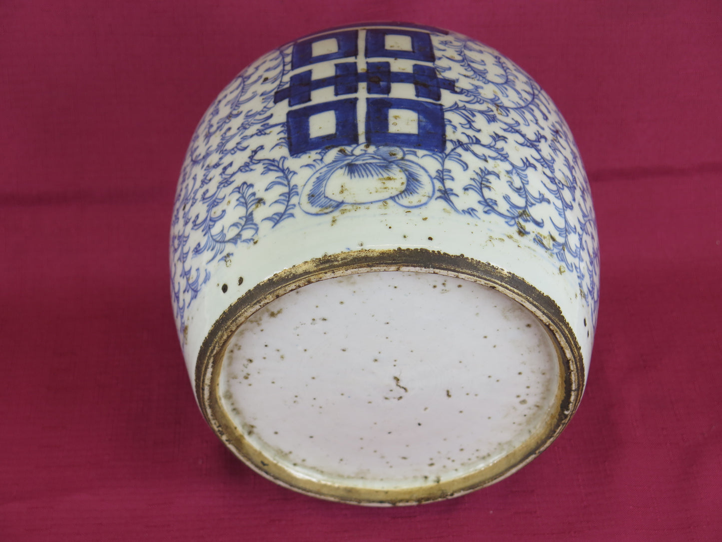 Vaso antico cina ceramica bianco blu collezione felicita' cinese matrimonio Cina CM2