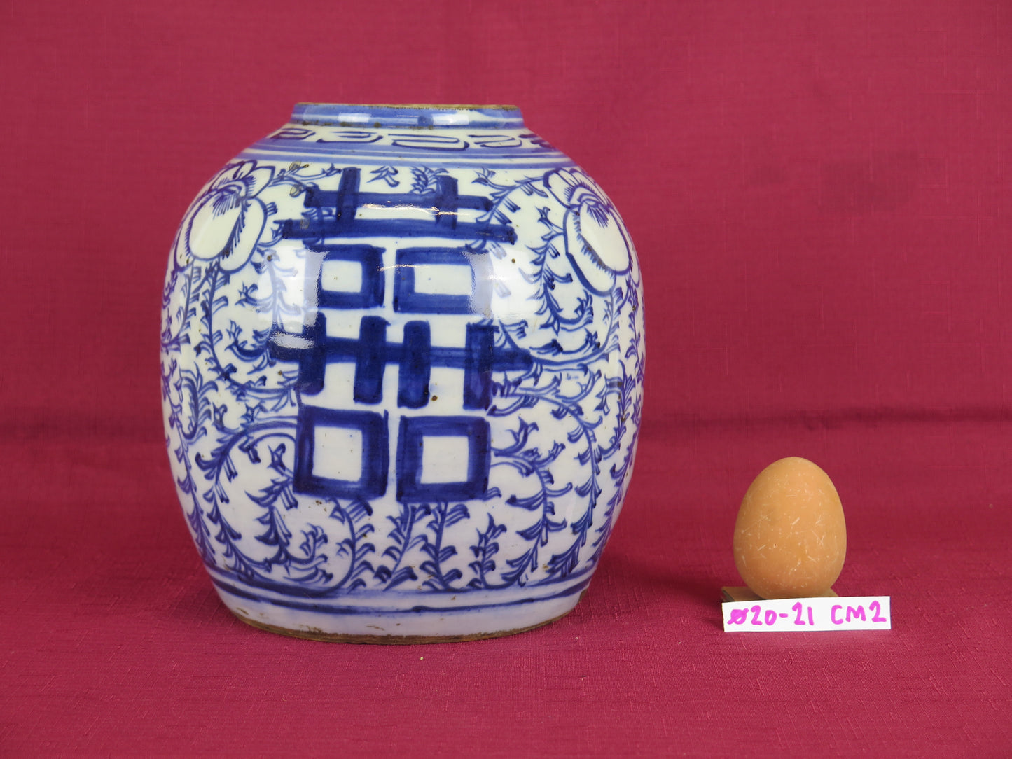 Vaso antico Cina ceramica bianco blu dipinto mano da collezione cinese Asia CM2