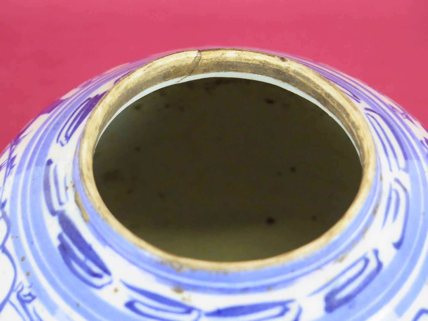 Vaso antico Cina ceramica bianco blu dipinto mano da collezione cinese Asia CM2