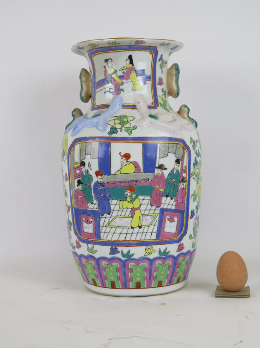 Vaso in ceramica dipinto a mano Cina '900 Asia cinese arte sostenibile green CM3