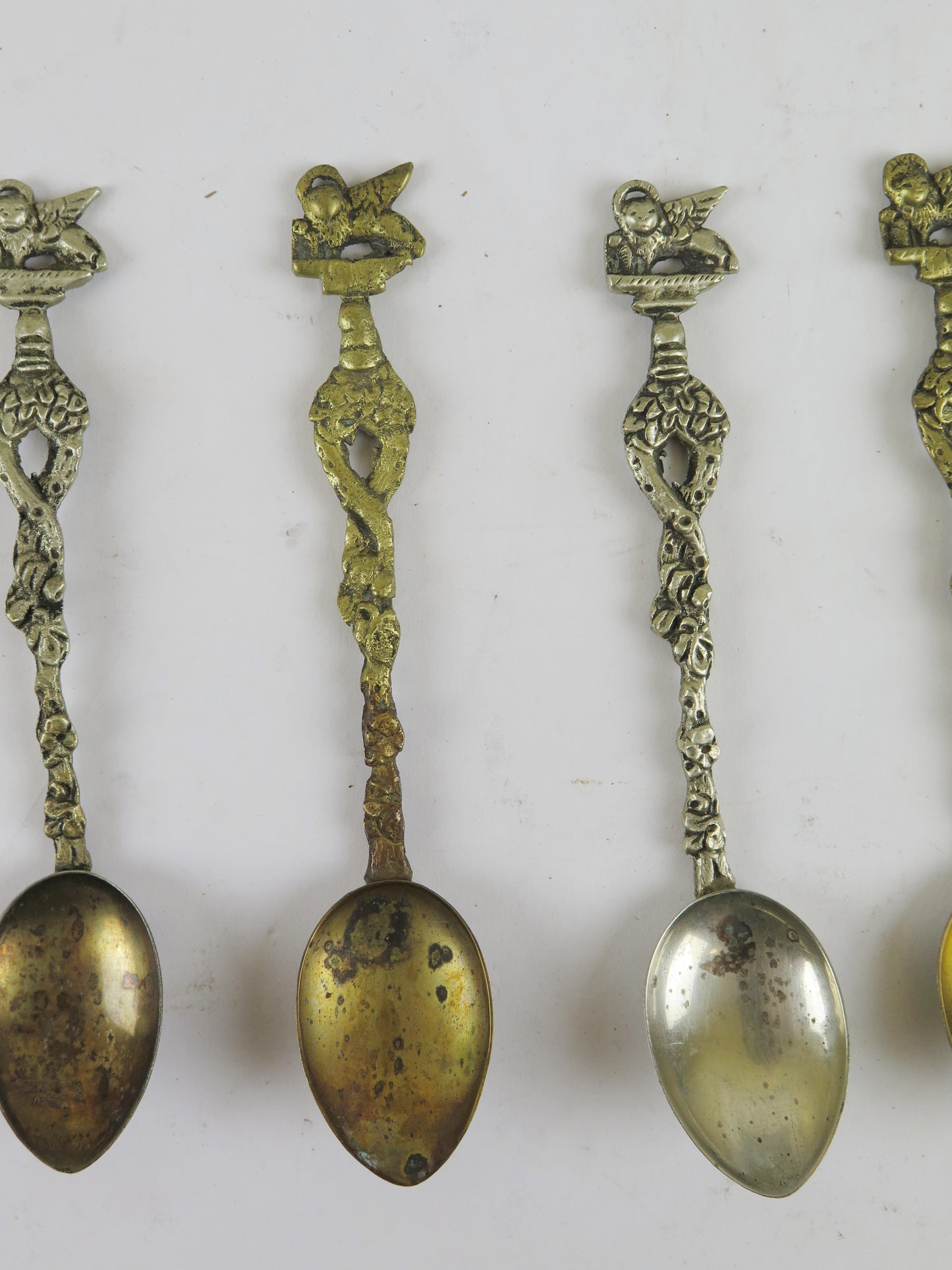 7 antique teaspoons venice lion san marco and one lily of florence vs8