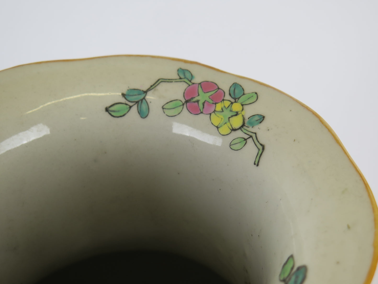 Vaso in ceramica dipinto a mano Cina '900 Asia cinese arte sostenibile green CM3