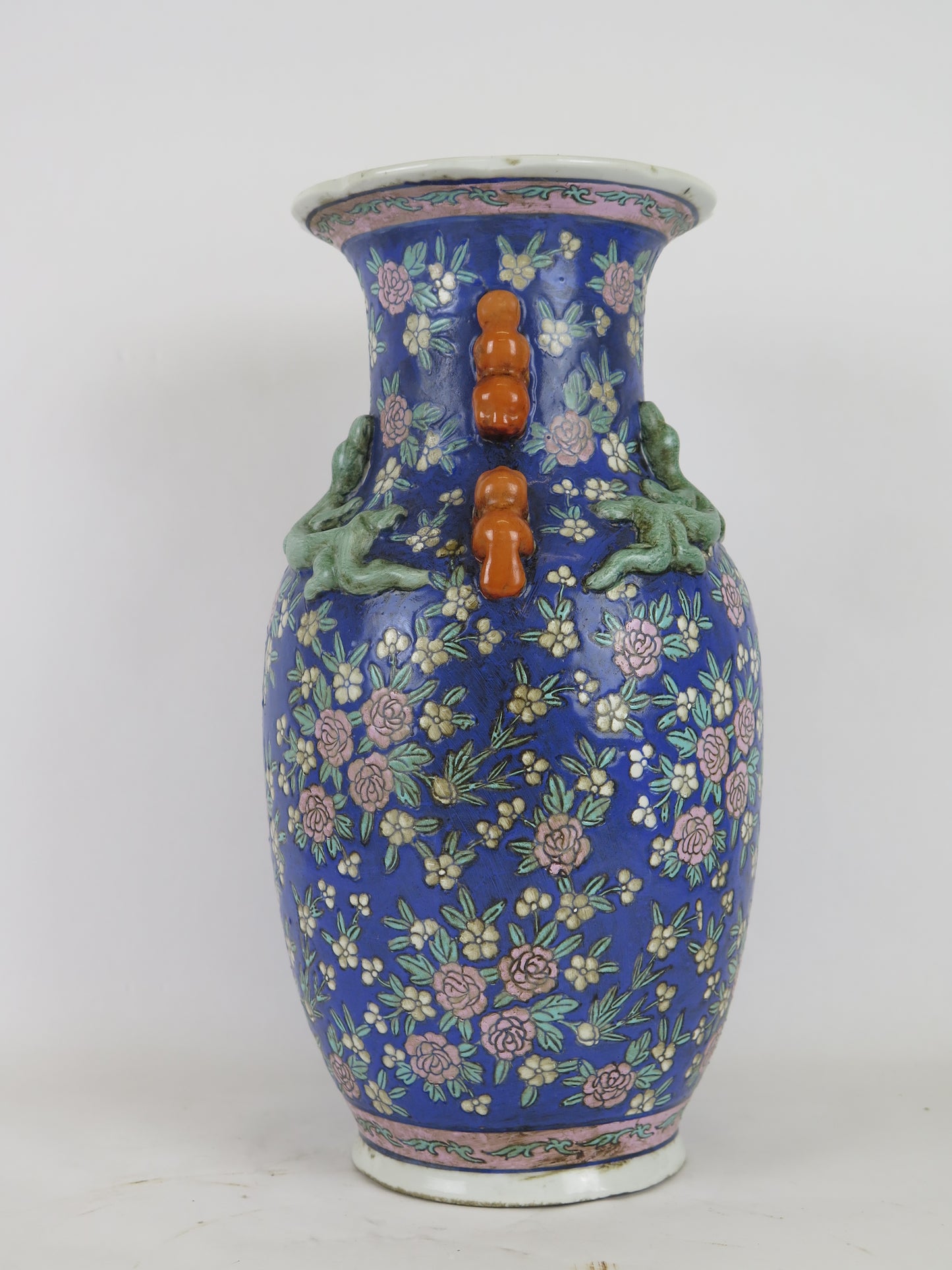 Vaso in ceramica dipinto a mano Cina '900 Asia cinese arte floreale vintage CM3