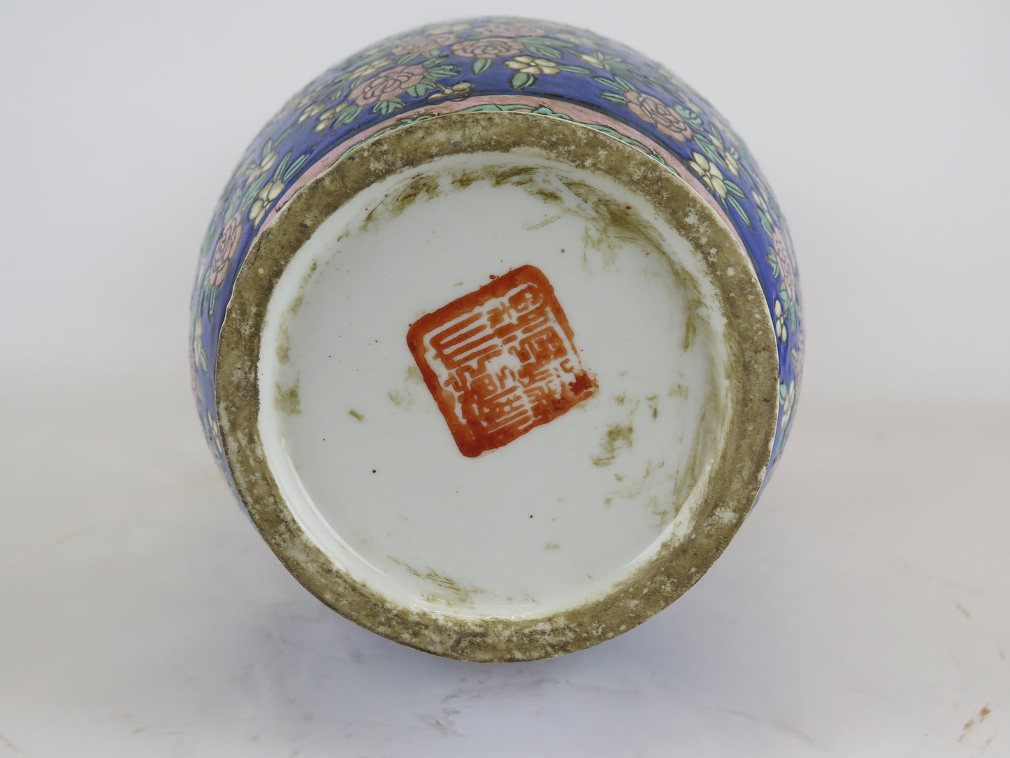 Vaso in ceramica dipinto a mano Cina '900 Asia cinese arte floreale vintage CM3