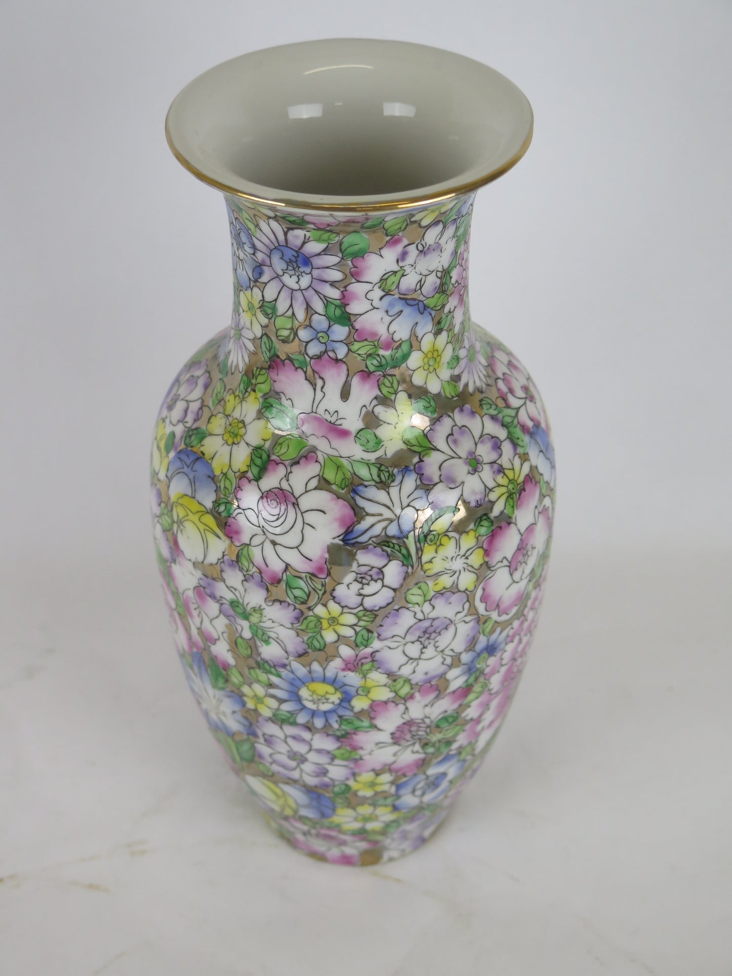 Hand painted porcelain flower vase China Asia vintage home decoration CM4 b