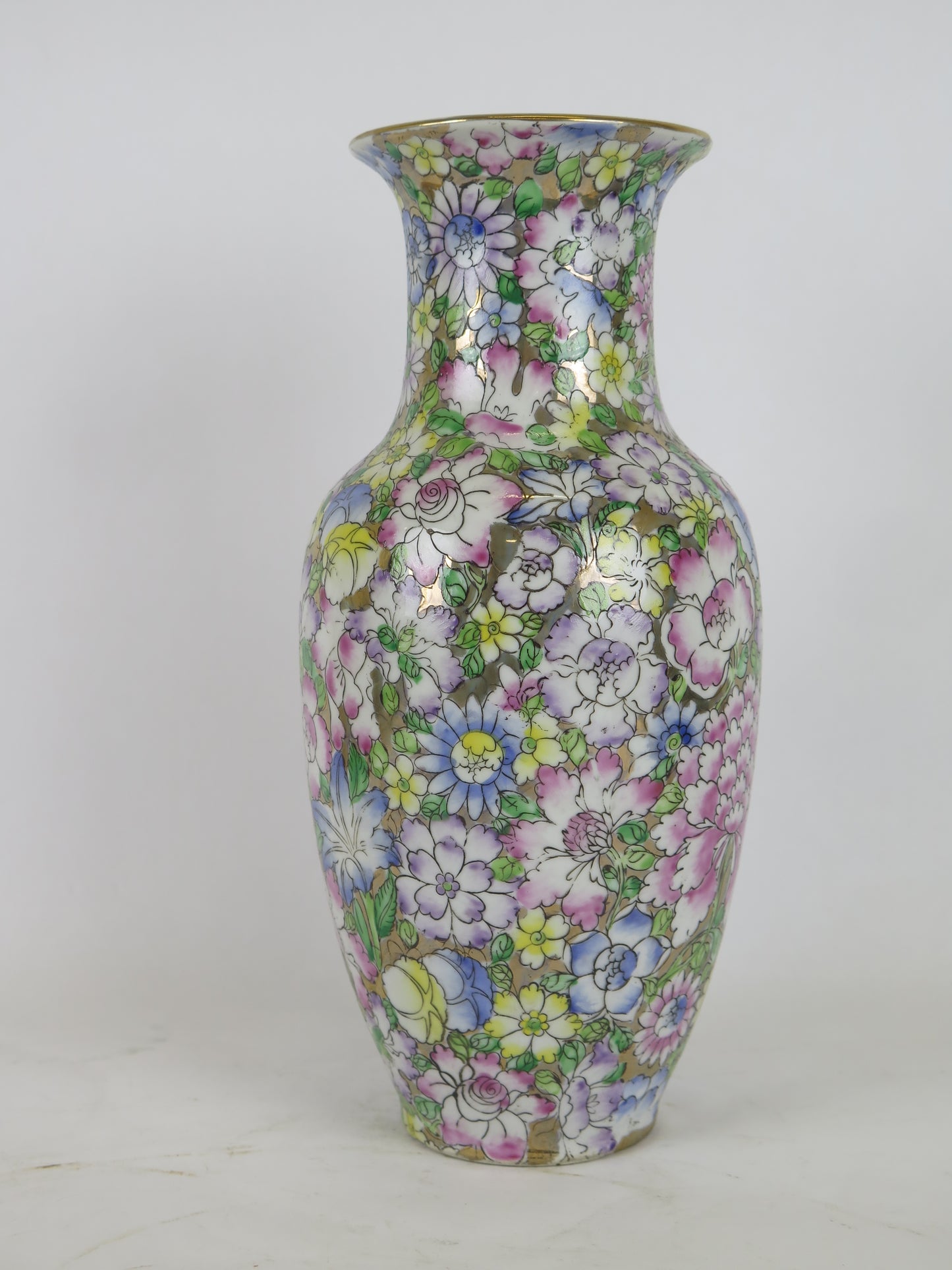 Hand painted porcelain flower vase China Asia vintage home decoration CM4 b