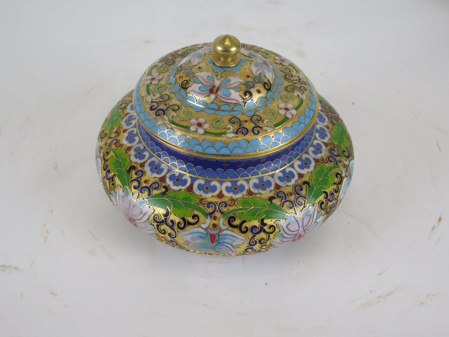 Vintage Chinese art cloisonné golden glazed bowl China Asia collection CM1
