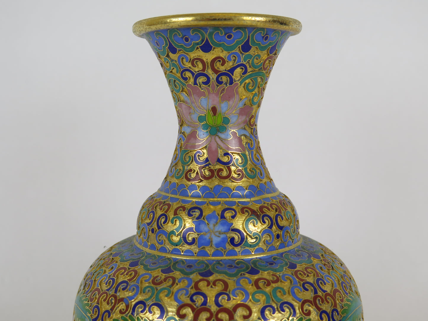 Vaso cloisonné colorato vintage artigianato cinese di alta qualità floreale CM4