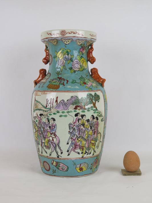 Chinese hand-painted ceramic vase with flowers and characters, vintage landscapes, collectible vase for home decoration CM5