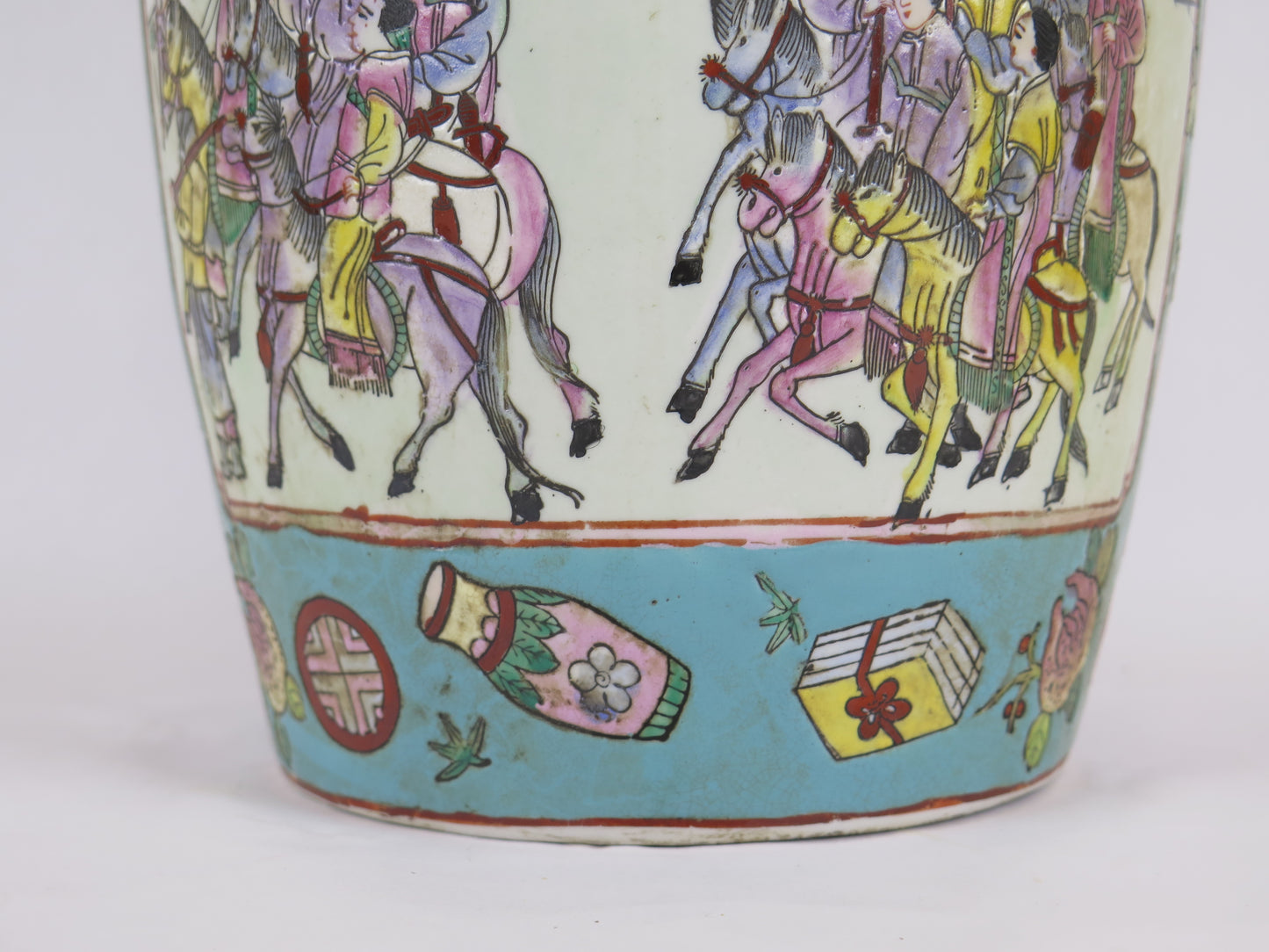 Vaso cinese di ceramica dipinta a mano con fiori e personaggi paesaggi vintage vaso da collezione per la decorazione della casa CM5
