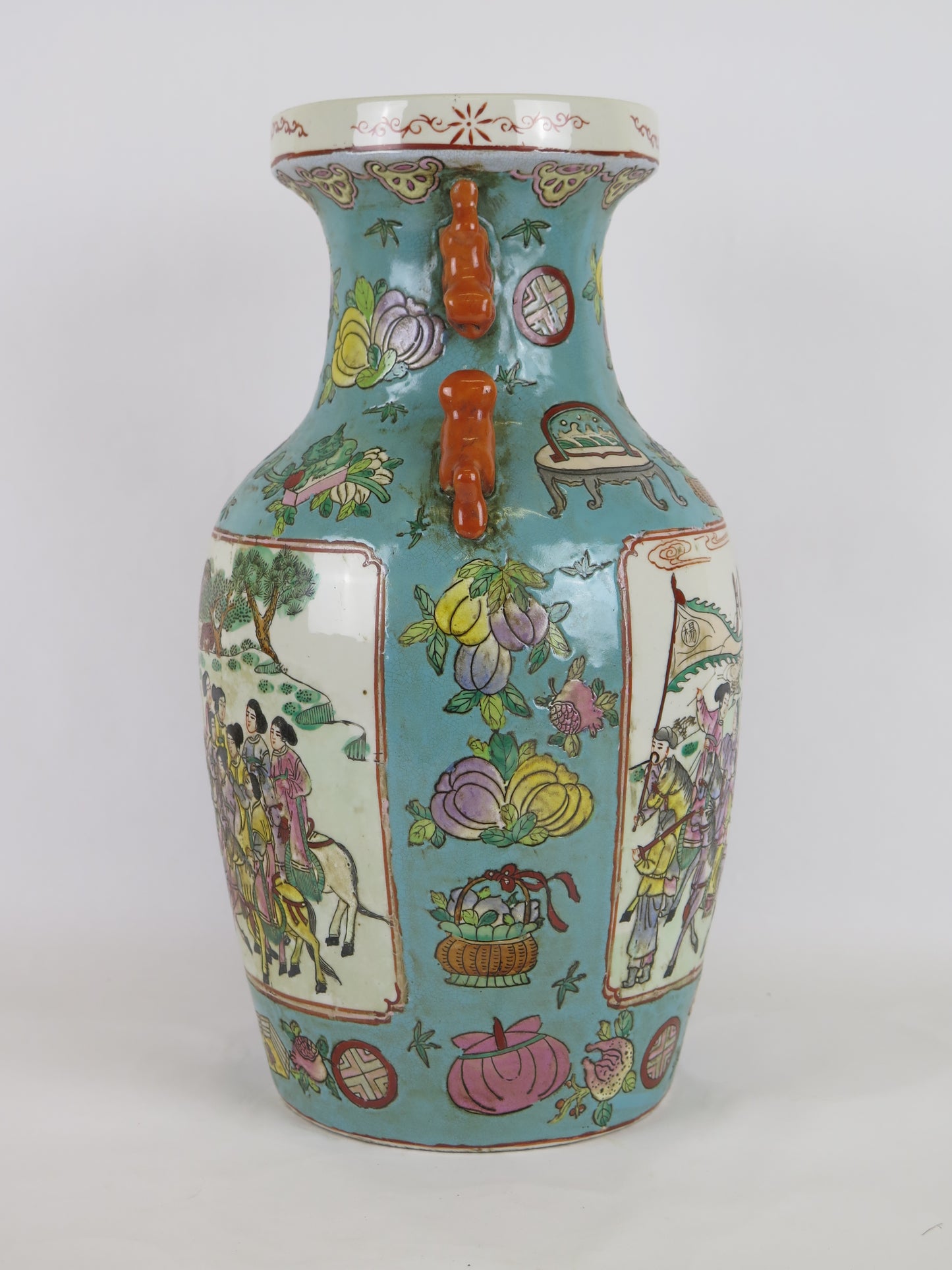 Vaso cinese di ceramica dipinta a mano con fiori e personaggi paesaggi vintage vaso da collezione per la decorazione della casa CM5