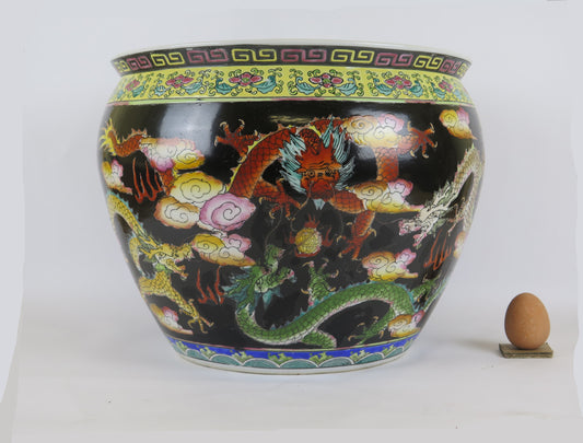 Grande vaso di ceramica cachepot cache-pot cache pot coprivaso ceramica dipinto a mano Cina Asia cinese CM6