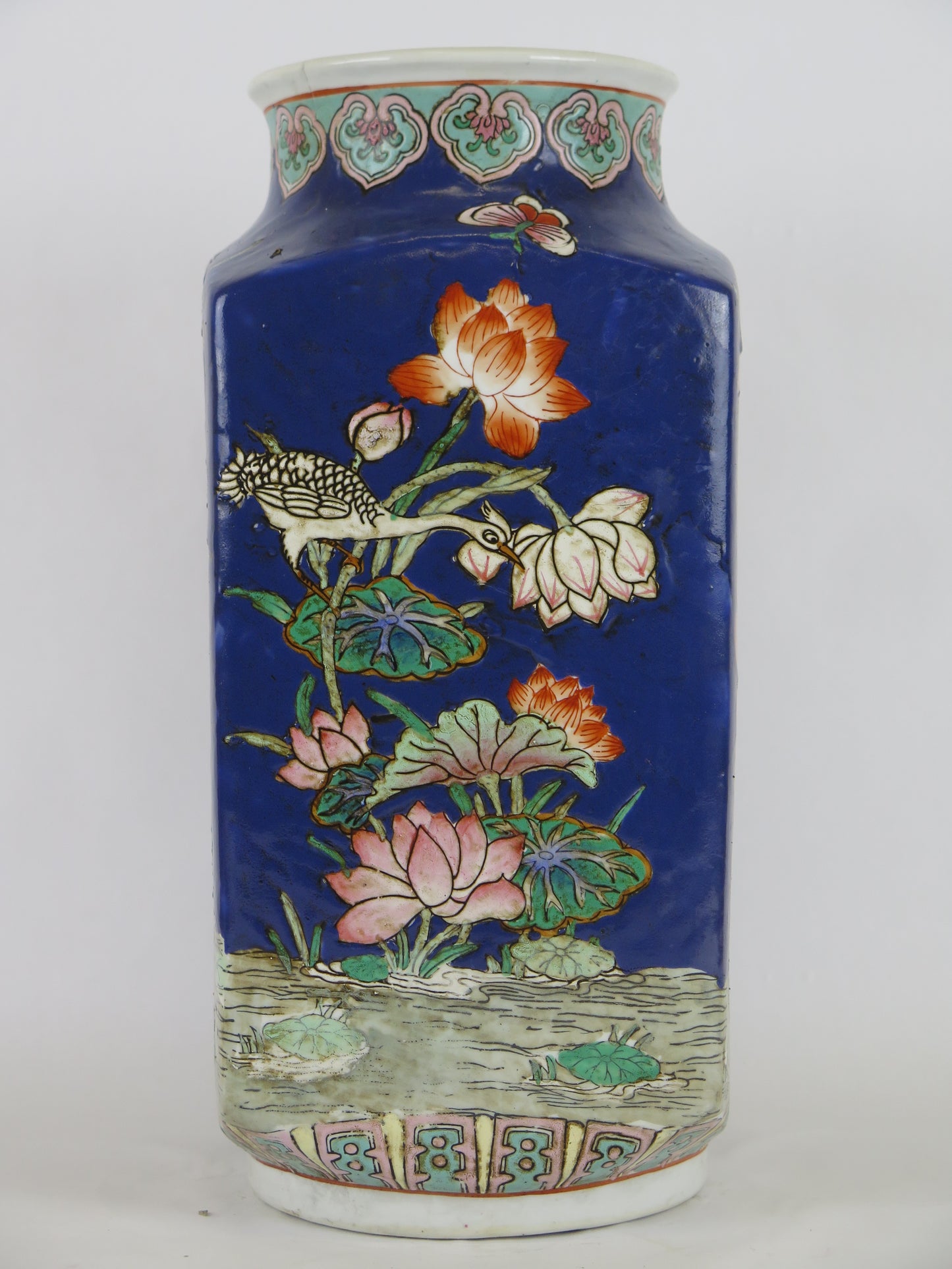 Vaso ceramica vintage per fiori dipinto mano Cina cinese decorazione casa CM7 a
