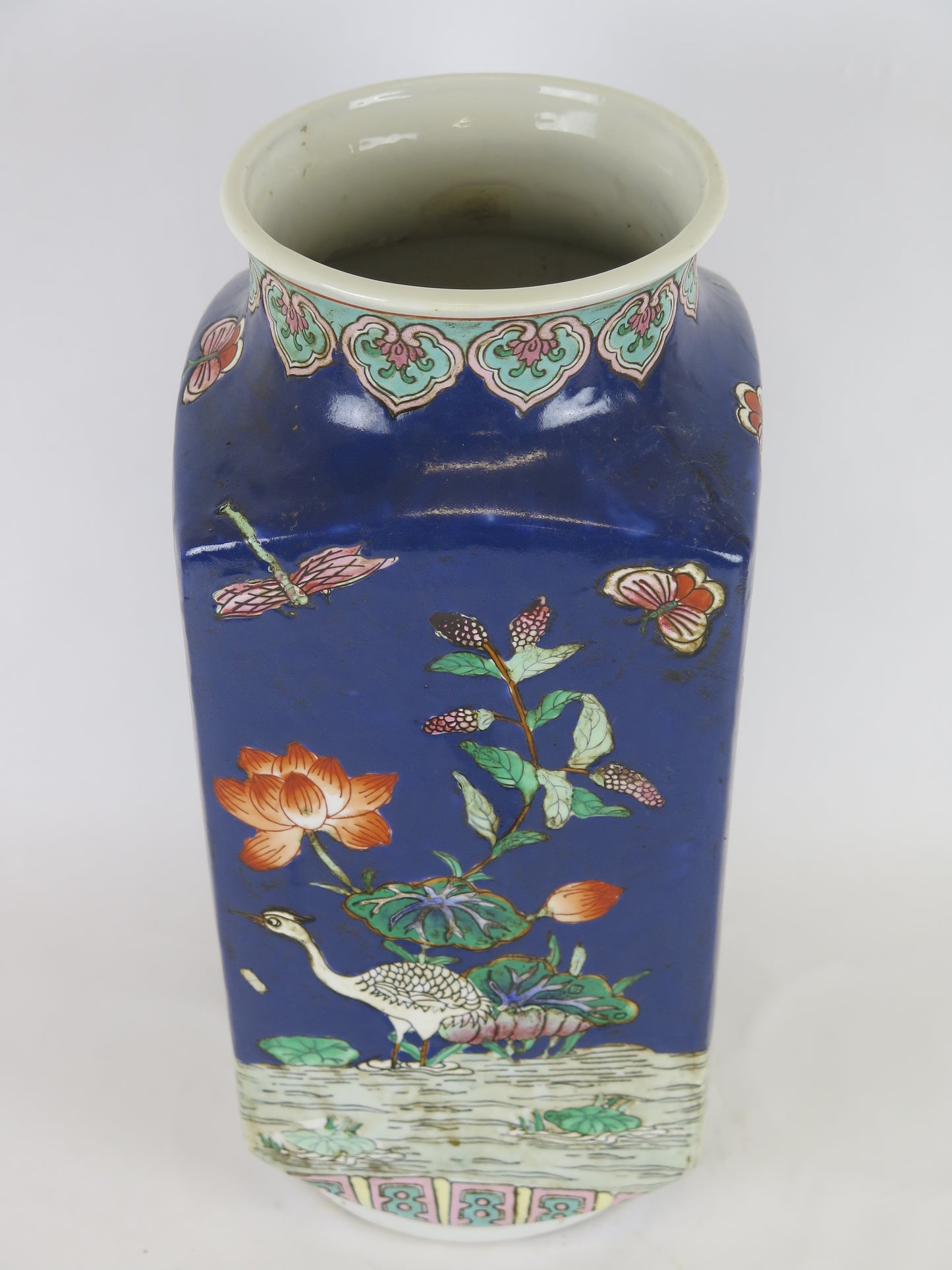 Vintage ceramic vase for flowers hand painted China Chinese home decoration CM7 b