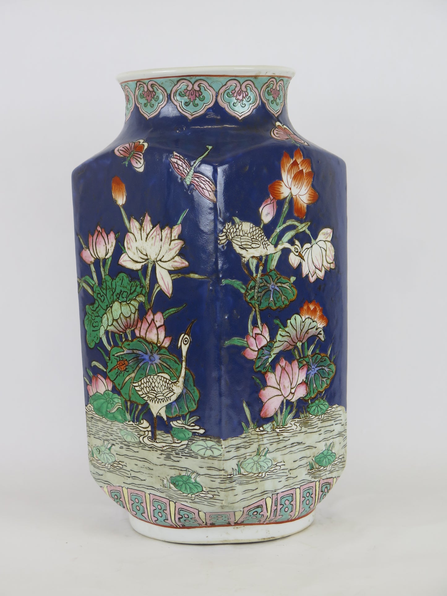 Vaso ceramica vintage per fiori dipinto mano Cina cinese decorazione casa CM7 b