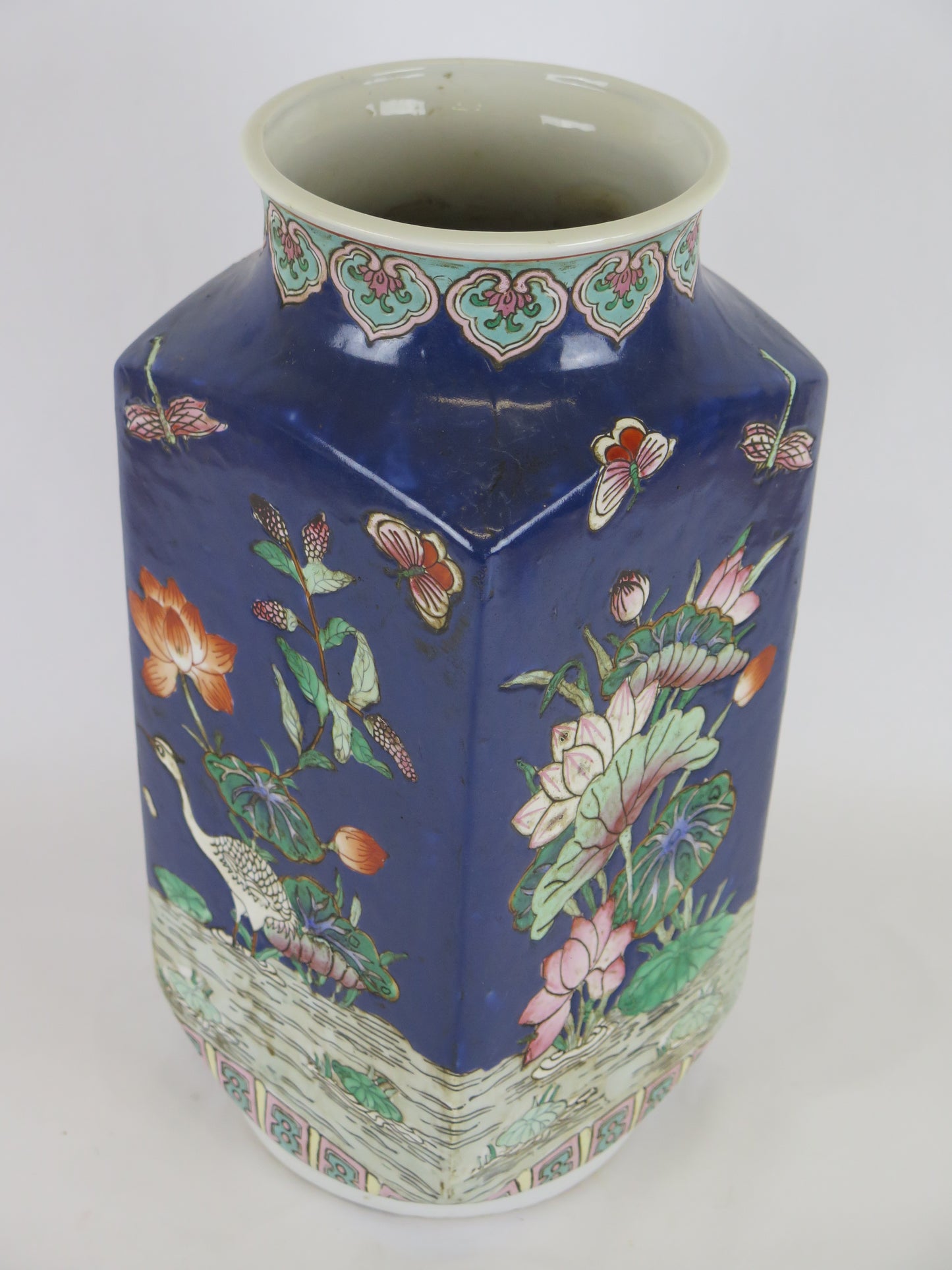 Vintage ceramic vase for flowers hand painted China Chinese home decoration CM7 b