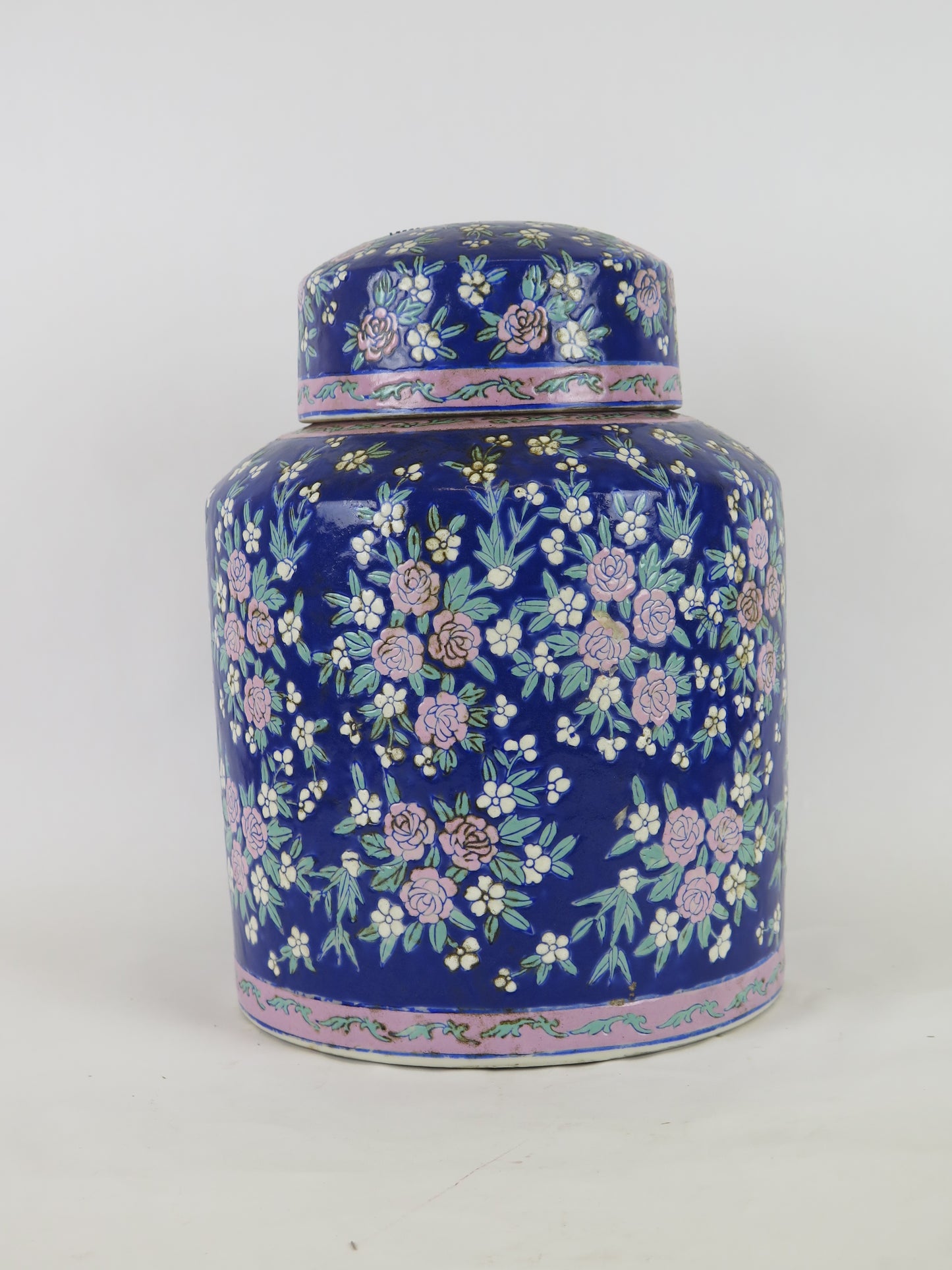 Vintage Chinese ceramic vase flower vase urn vase with lid blue flower vase CM8