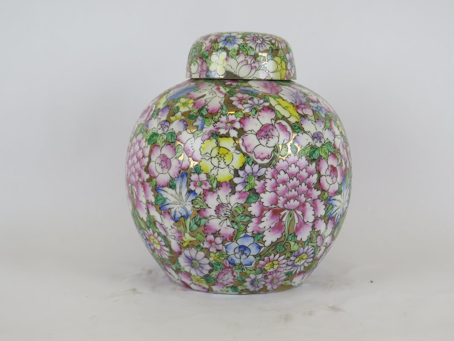 Vaso di ceramica cinese vintage dipinto a mano con motivi floreali vaso ad urna con coperchio decorato con fiori CM8