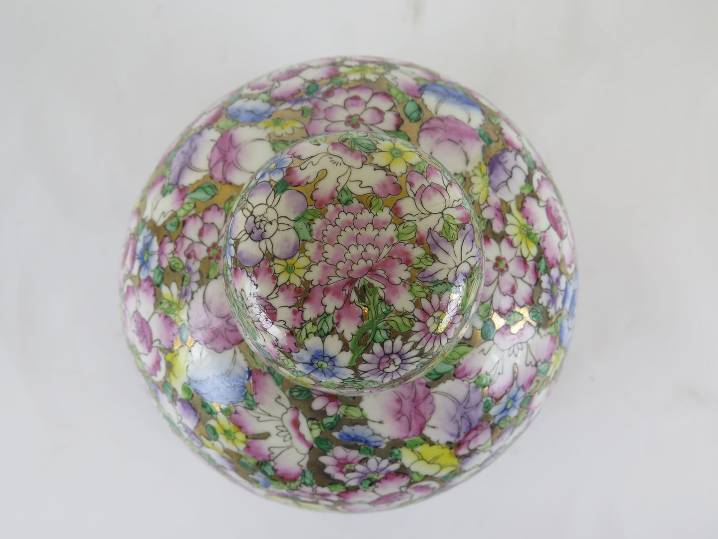 Vaso di ceramica cinese vintage dipinto a mano con motivi floreali vaso ad urna con coperchio decorato con fiori CM8