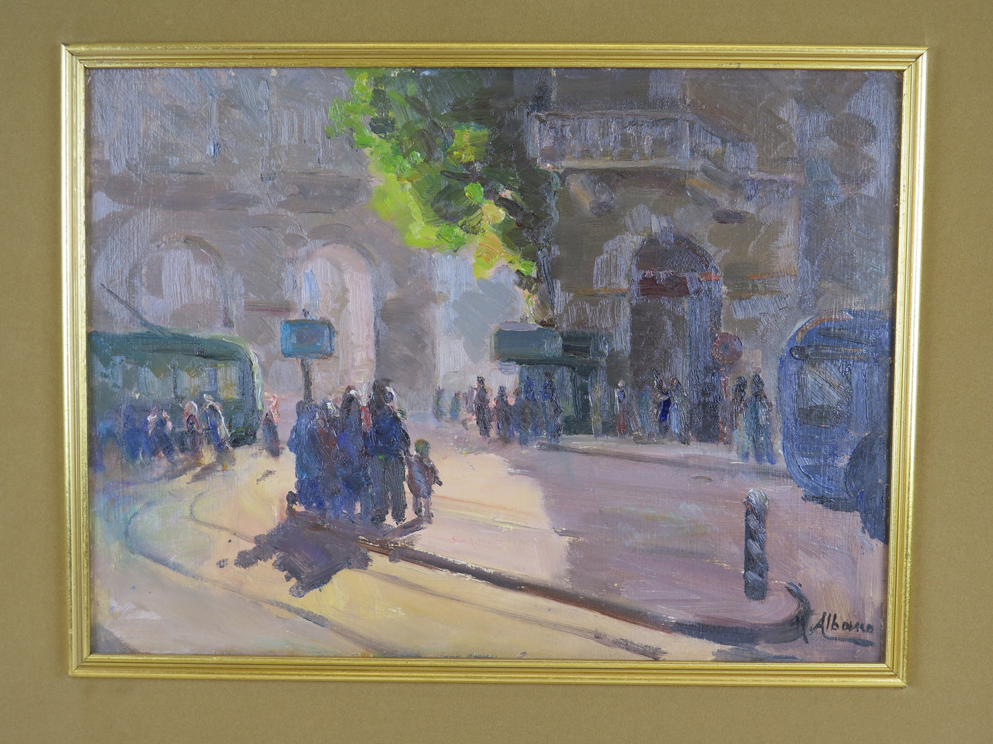 Torino vecchia quadro olio pittore Mario Albano 1896-1968 datato 1952 vs10