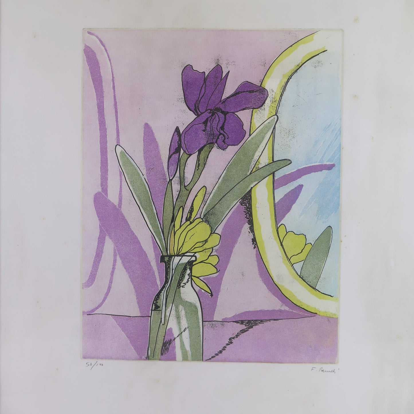 Fernando Farulli (1923-1997) original signed and numbered lithograph with floral subject VAS