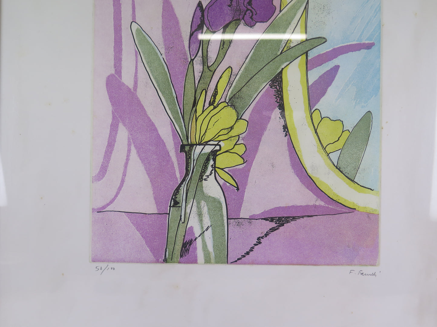 Fernando Farulli (1923-1997) original signed and numbered lithograph with floral subject VAS