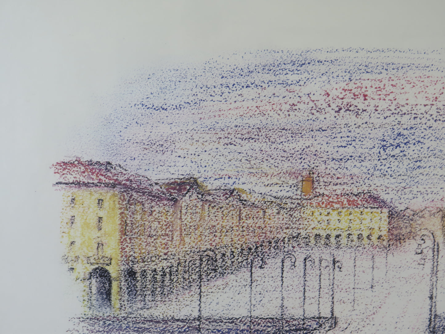 Luigi Delleani (Turin 1918-1997) original lithograph signed and numbered view of Piazza Vittorio Veneto in Turin color print VAS