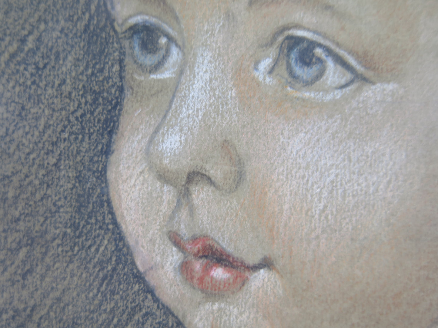 Quadro ritratto di bambina antico firmato datato pastello su carta vs12