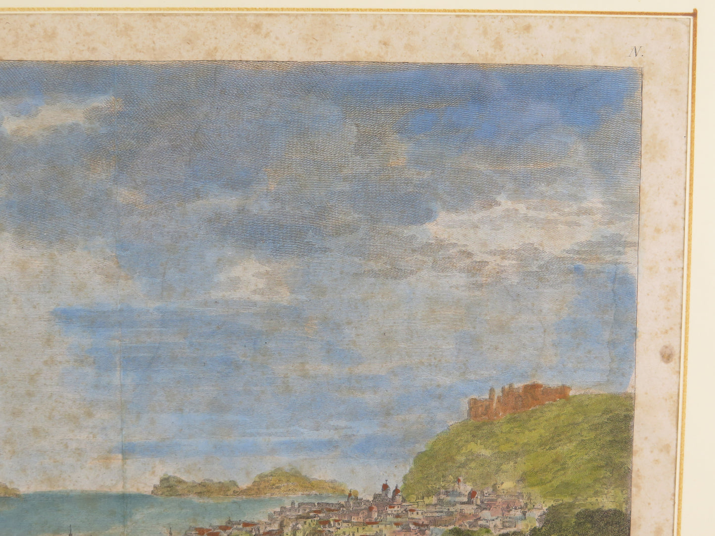 Antique print view of Naples from Capodimonte, Saint-Non, 1795 etching vs13